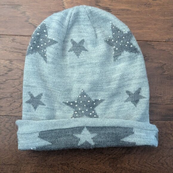 Zara Accessories - Zara Knit Cap Gray Sequins Stars